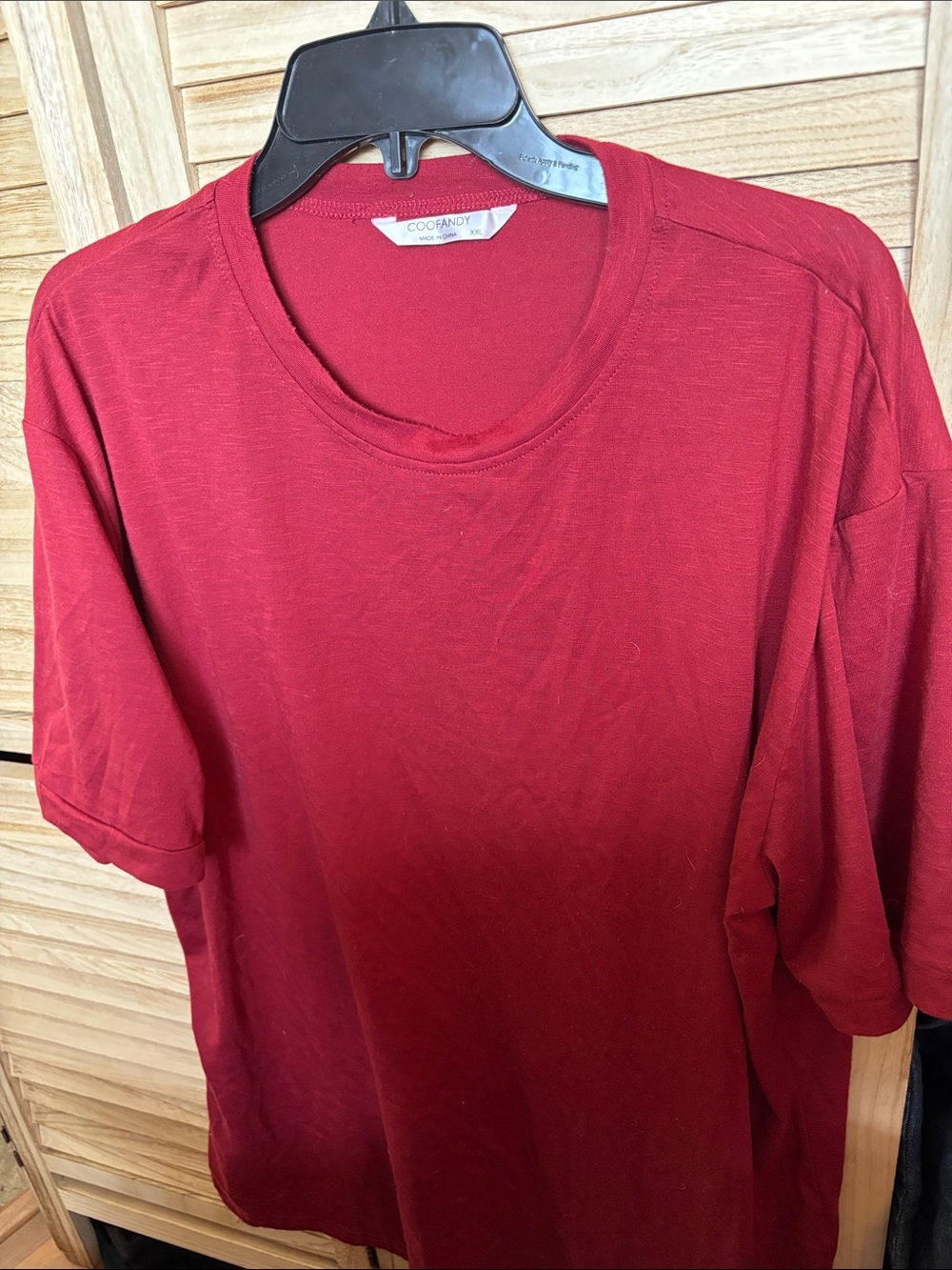 Cozy Red Crewneck Tee - COOFANDY XXL